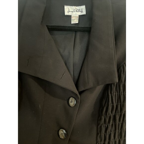 Joseph Ribkoff Jacket Womens sz8 Black Bolero Crop Blazer 4 Button Ruching - Picture 4 of 12